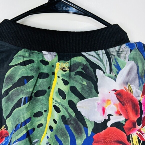 C&C California anthropologie Top large Red Floral Shacket Jacket Full Zip Pocket - Picture 8 of 8